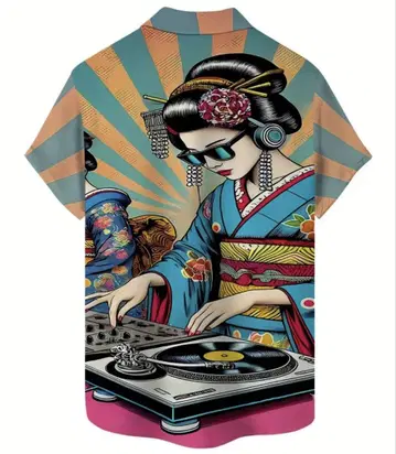마이코 DJ 화려한 셔츠 음악 DJ 축제 컬러풀 셔츠 겉옷 M