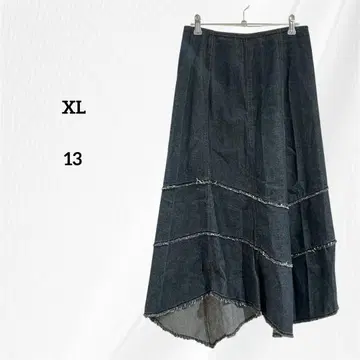 빅 사이즈 XL 데님 롱 스커트 플레어 롱 스커트 13 네이비