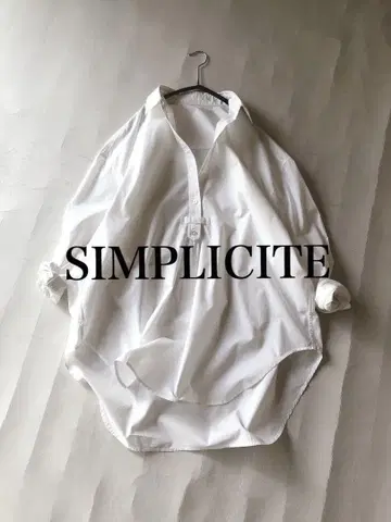 이에나 취급 SIMPLICITE 코튼 100% 넉넉한 풀오버 화이트 셔츠