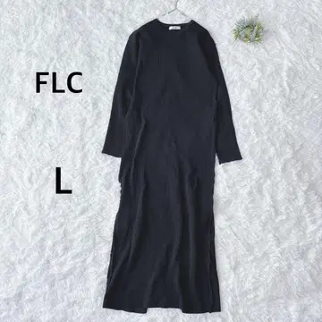FLC 긴팔 니트 롱 원피스 블랙 L 폴리에스테르 100% 모노톤