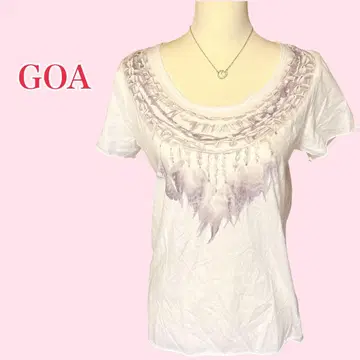Natural Vintage Goa 반팔 티셔츠 프린트 깃털 패턴