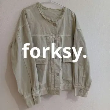 forksy. 포크시 데님 자켓 데님 자켓 노카라