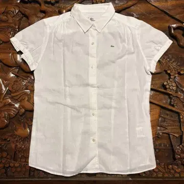 Lacoste 마 혼방 린넨 패브릭 일본제 반팔 셔츠 화이트 42