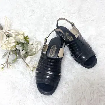긴자 요시노야 백 스트랩 샌들 22.5cm 블랙 검정
