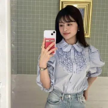 Bibiy. CORA PUFF BLOUSE 블루 미사용