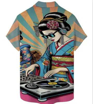 마이코 DJ 화려한 셔츠 음악 DJ 축제 컬러풀 셔츠 겉옷 L
