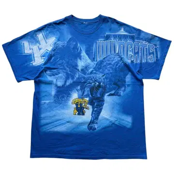 구제 의류 켄터키 대학 와일드캣츠 대형 프린트 오버 사이즈 티셔츠