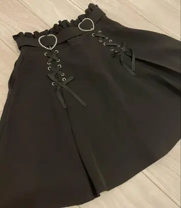 디어마이러브 하트 버클 레이스업 스커트 L