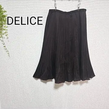 DELICE 블랙 플리츠 스커트 종아리 기장