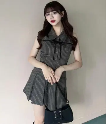 슬리브리스 셔츠 미니 원피스 차콜 그레이