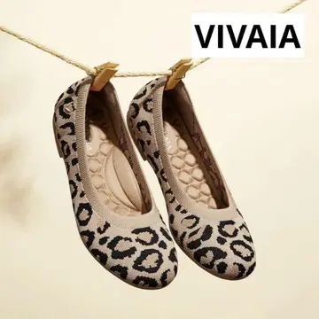 새상품급 VIVAIA 비바비아 플랫슈즈 라운드토 레오파드
