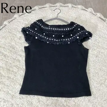 Rene 르네 디자인 숄카라 니트 반팔 블랙 38 사이즈