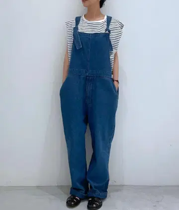 비어즐리 프리피에 데님 살로펫 올인원 오버롤