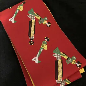 기류 직물 작가 "모토다 케이코" 리버서블 반폭 오비
