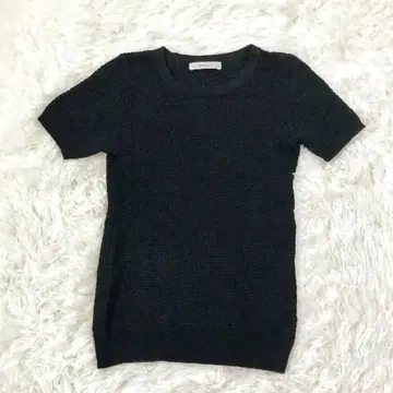 ZARA 자라 반팔 니트 썸머 니트 크루넥 시스루 상의 블랙 M