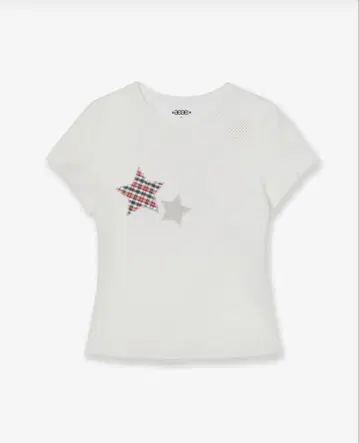 aeae 티셔츠 CHECK STAR TEE 화이트