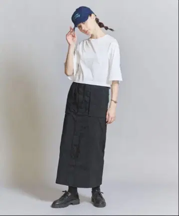 B&Y 나일론 타프타 포켓 드로스트 스커트