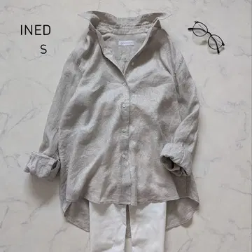 이네드 린넨 셔츠 오버 사이즈 S 린넨 100 내추럴 컬러 긴 길이