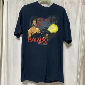 빈티지 구제 의류 Rambo 티셔츠 네이비 영화 무비 람보