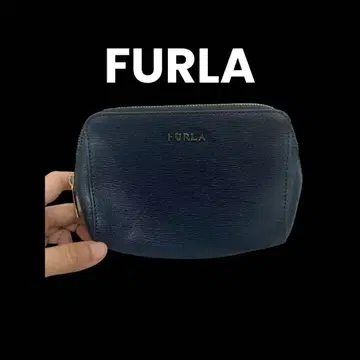 FURLA 네이비 가죽 파우치