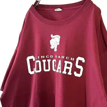 저지 COUGARS 티셔츠 XL 크림슨 레드 빨간색 구제 의류