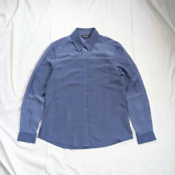 DKNY] 00s 시어 원단 리버스 폴리에스테르 셔츠 블루 비침 Y2K