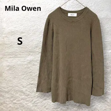 Mila Owen 스웨터 리브 니트 긴팔 노카라 소매 슬릿 카키 S