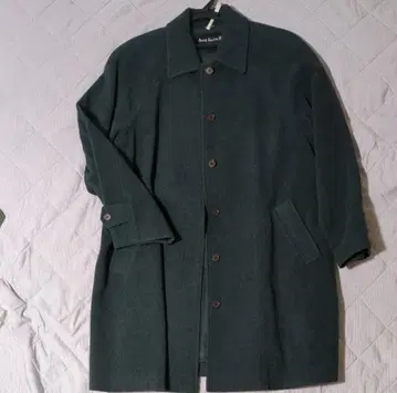 ANNE KLEIN II 다크 그린 롱 코트