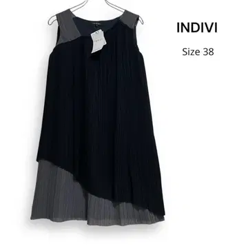 새상품 INDIVI 인디비 슬리브리스 플리츠 원피스 38