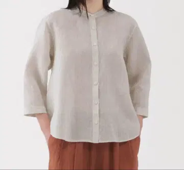 무인양품 린넨 워싱 7부 소매 블라우스