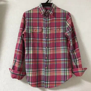랄프 로렌 핑크 계열 체크 무늬 긴팔 셔츠