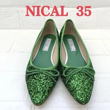 NICAL 니칼 글리터 라메 발레 슈즈 35 그린