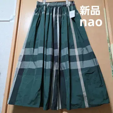 새상품 nao 체크 바스락 롱 스커트