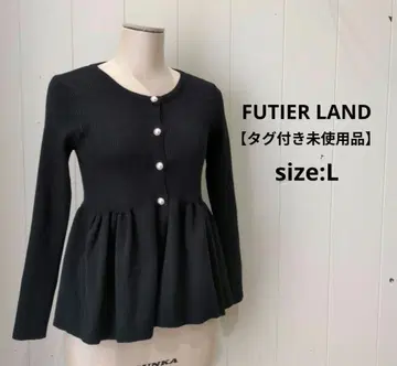 퓨티어랜드 FUTIER LAND [택 포함] 페플럼 리브 가디건 블랙 L