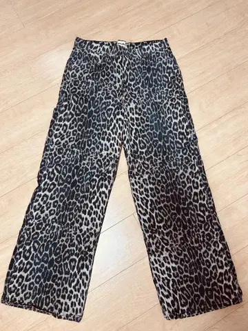ASOS 레오파드 무늬 데님 팬츠 UK14 와이드 실루엣 남성용