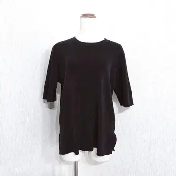 a.v.v 블랙 사이드 슬릿 티셔츠 무지 (L)