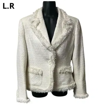 L.R/테일러드 자켓/프린지/화이트/여성용/심플/카라 부착