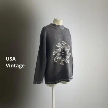'USA 90s 빈티지 니트 스웨터 암기 미국 에콰도르 닌자