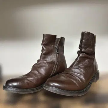 Lee 브라운 가죽 지퍼 부츠