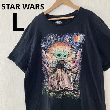 STAR WARS 티셔츠 글로그 블랙 회화 고흐 스타일 L