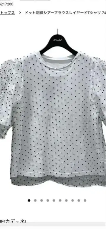 카듀네 도트 자수 시어 블라우스 레이어드 티셔츠