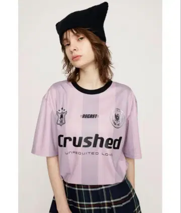 스트라이프 유니폼 로고 티셔츠