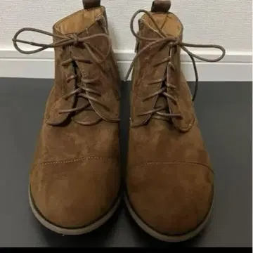브라운 스웨이드 부티 레이스업 스웨이드 힐 부츠 4L 27cm