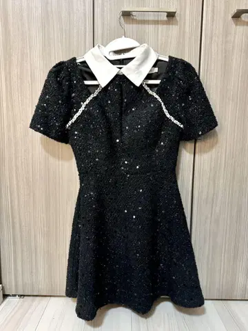 ROBE de FLEURS 블랙 A 라인 드레스 S