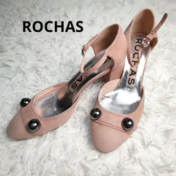 로샤스 ROCHAS 스트랩 펌프스 스웨이드 24cm 와이드 힐