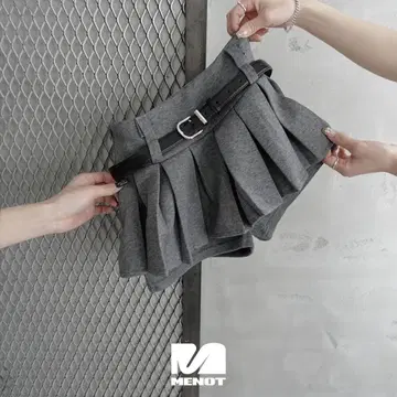 menot 플리츠 디자인 숏 팬츠 D.GRAY