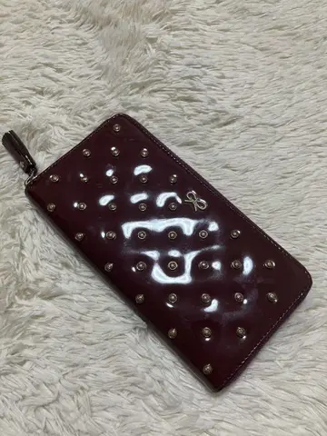 안야 힌드마치 장지갑 도트 도트 빨간색 보르도 에나멜