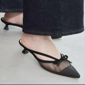 LE TALON 3.5cm 시어 리본 뮬