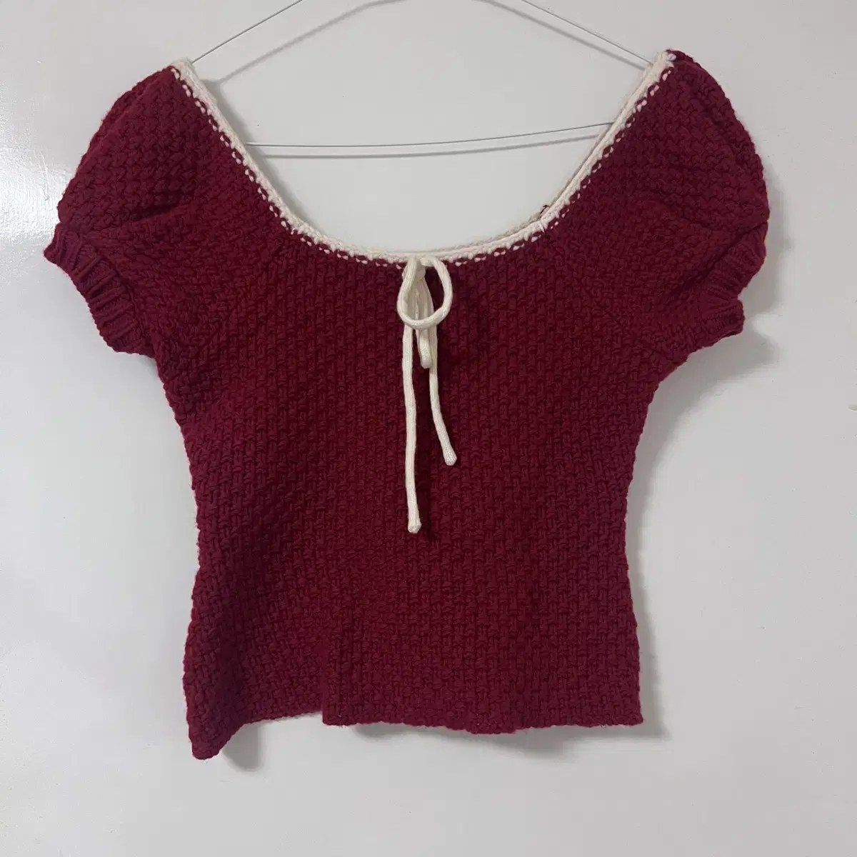 Sinoon Puff Half Knit Top red 赤　シヌーン MUSINSA | SINOON [Hearts2Hearts STELLA wearing] PUFF HALF