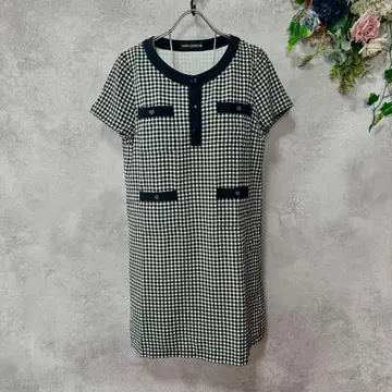 MARY QUANT 깅엄 체크 무늬 반팔 원피스 M 일본제